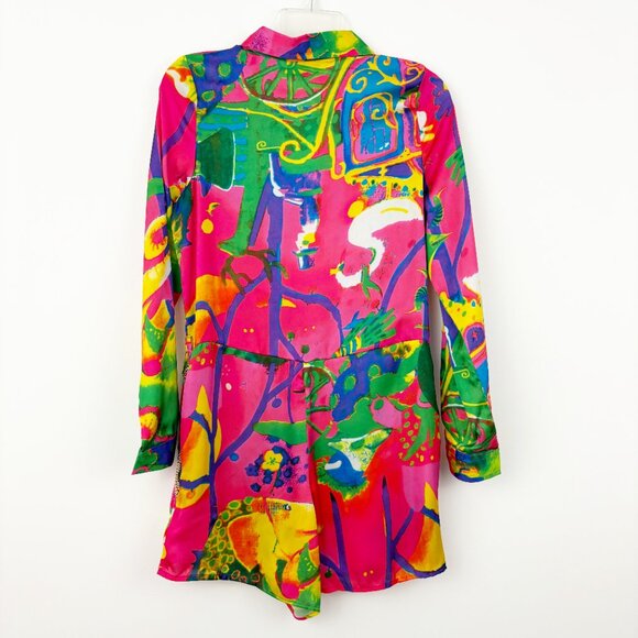 NWT Manish Vaid Colorful Romper Size S Roll Tab Long Sleeve Beaded Embellished - Picture 2 of 16